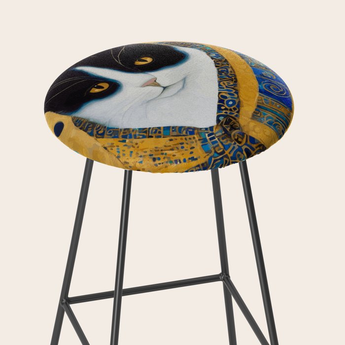 Klimt Tuxedo Cat with Golden Eyes Stool Gallery Image 2