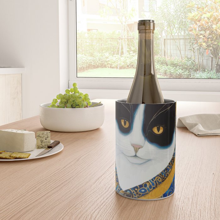 Klimt Tuxedo Cat with Golden Eyes Wine Chiller Gallery Image 4