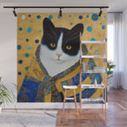 Klimt Tuxedo Cat with Golden Eyes Wall Mural Gallery Image 1