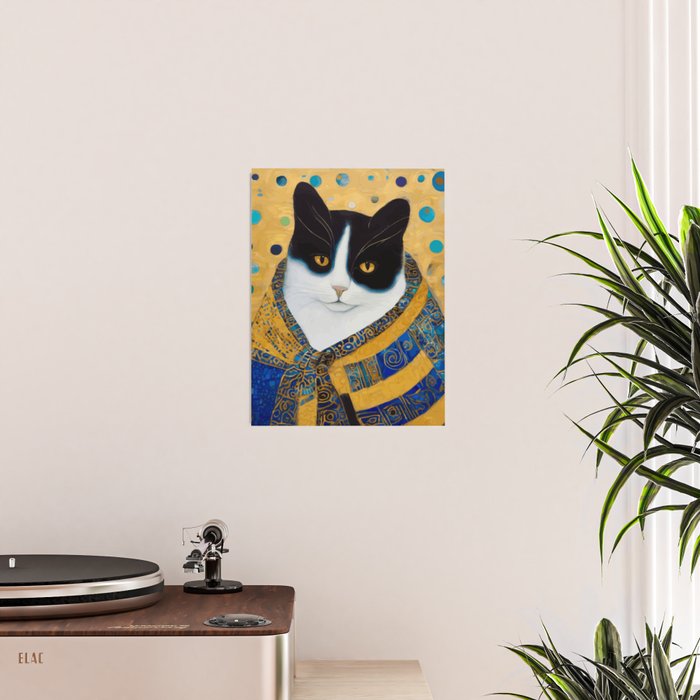 Klimt Tuxedo Cat with Golden Eyes Poster Gallery Image 2