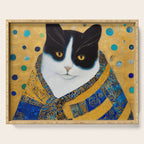 Klimt Tuxedo Cat with Golden Eyes Serving Tray Gallery Image 1