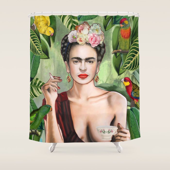 Frida con Amigos Shower Curtain Gallery Image 1
