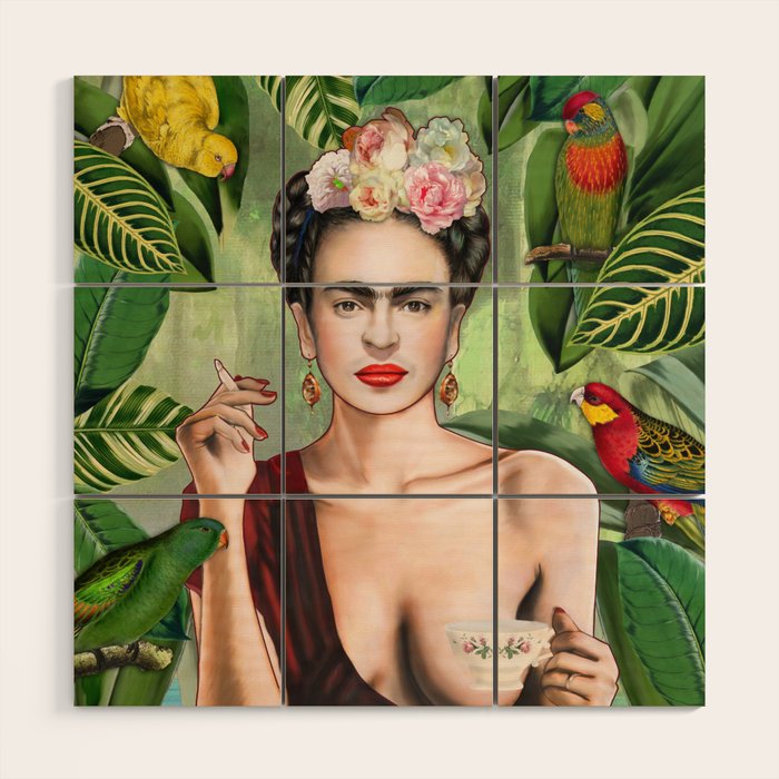 Frida con Amigos Wood Wall Art Gallery Image 1