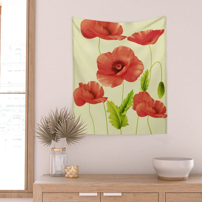 Red Poppies 3 Wall Tapestry Gallery Image 2