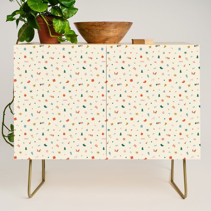 Retro abstract christmas decoration pattern Credenza Gallery Image 1