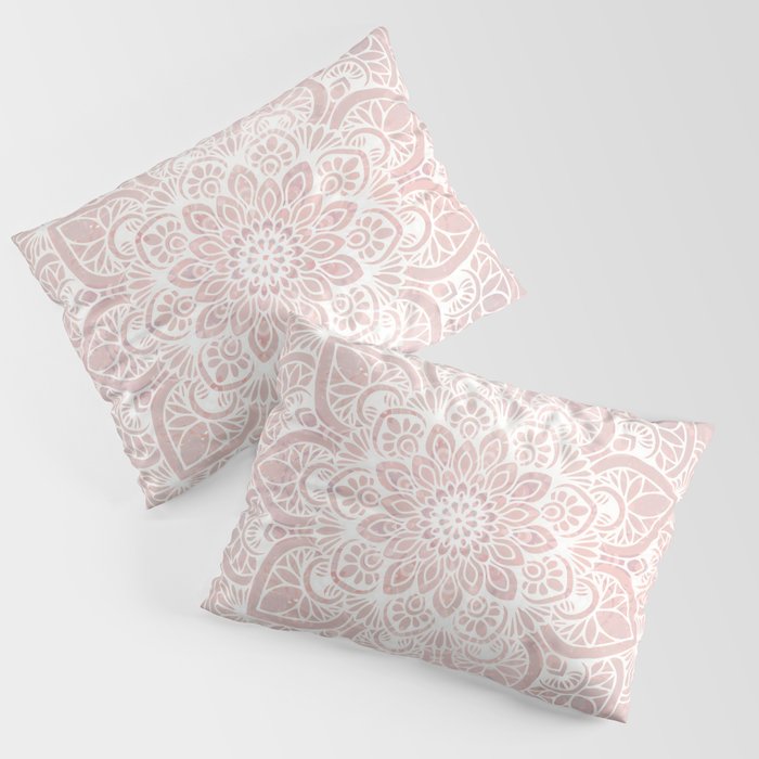 Mandala Yoga Love, Blush Pink Floral Pillow Sham Gallery Image 3