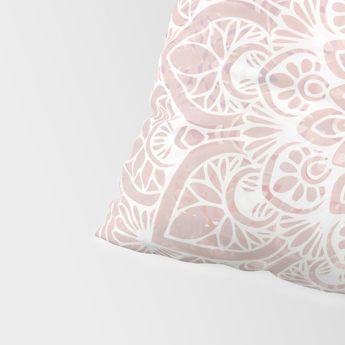 Mandala Yoga Love, Blush Pink Floral Pillow Sham Gallery Image 4