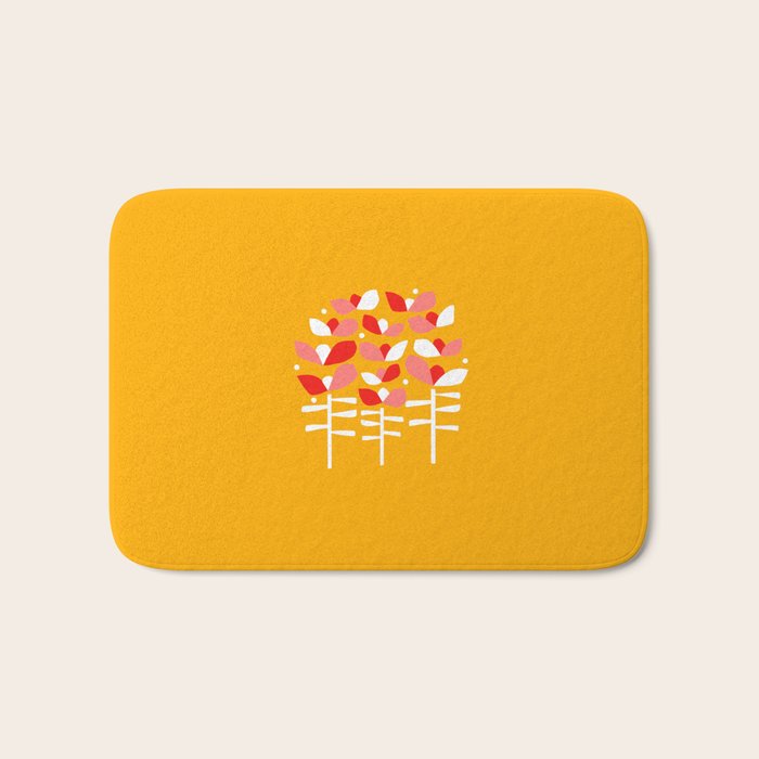 Florals Looking Up - Yellow Bath Mat Gallery Image 1