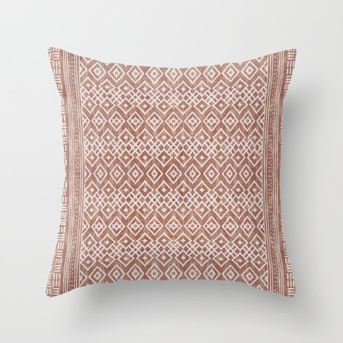 Terracotta boho geo mud cloth  Throw Pillow Gallery Image 1