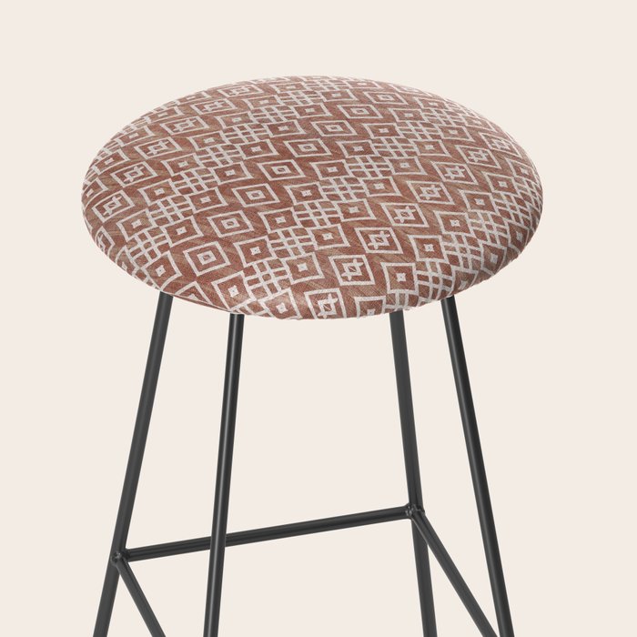 Terracotta boho geo mud cloth  Stool Gallery Image 2