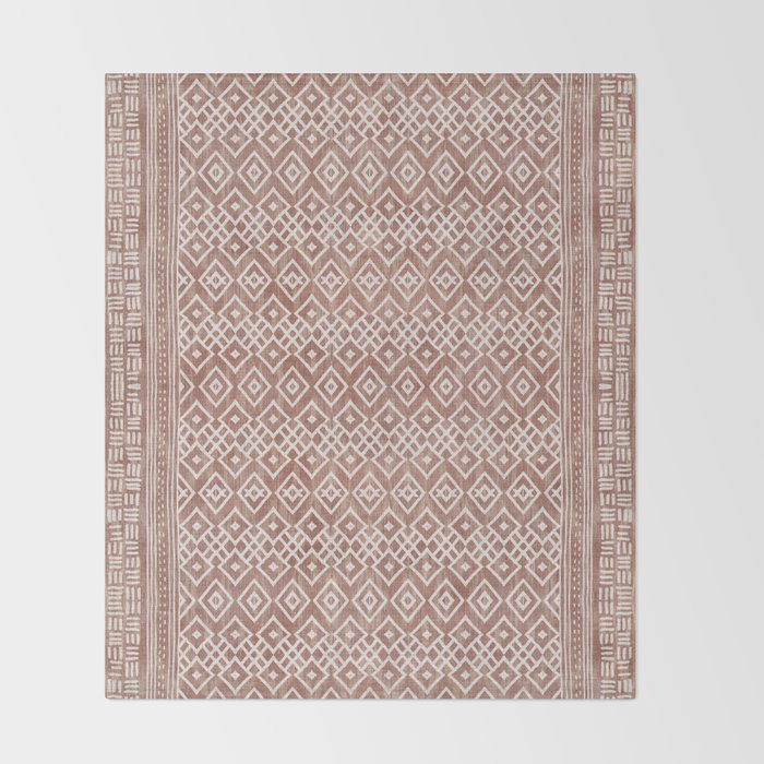 Terracotta boho geo mud cloth  Throw Blanket Gallery Image 2