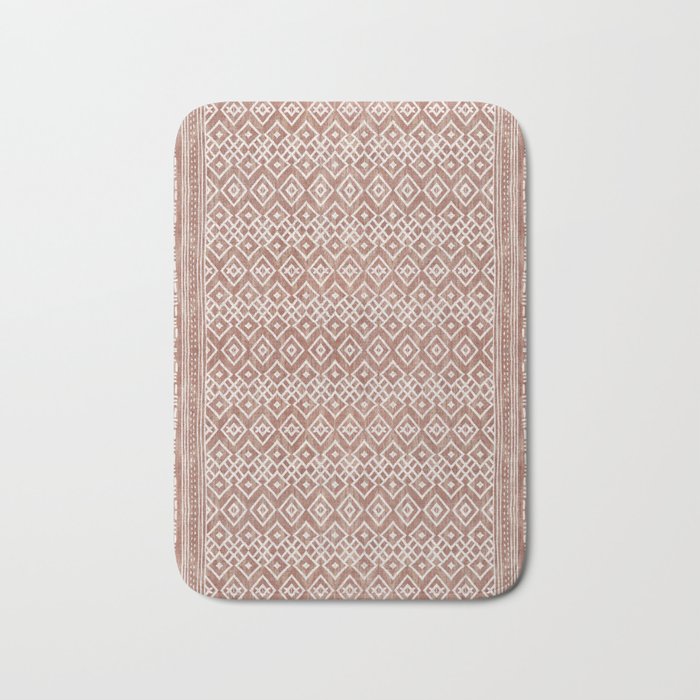 Terracotta boho geo mud cloth  Bath Mat Gallery Image 1