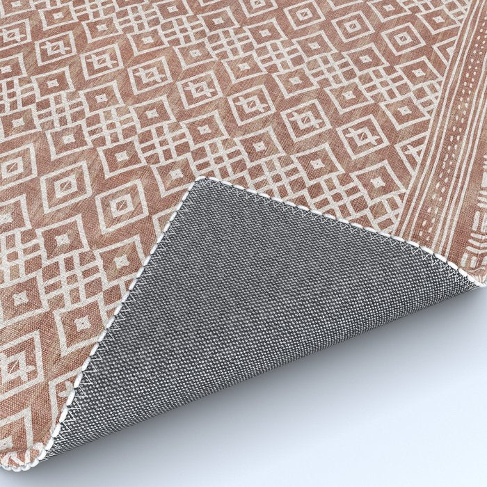 Terracotta boho geo mud cloth  Rug Gallery Image 4