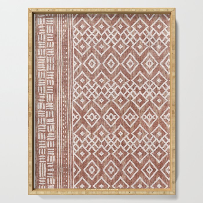 Terracotta boho geo mud cloth  Serving Tray Gallery Image 1