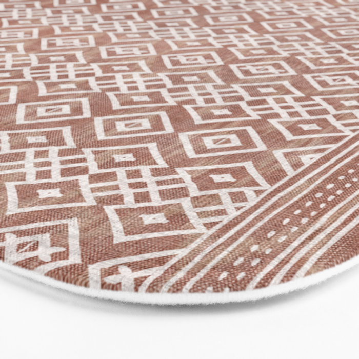 Terracotta boho geo mud cloth  Bath Mat Gallery Image 3