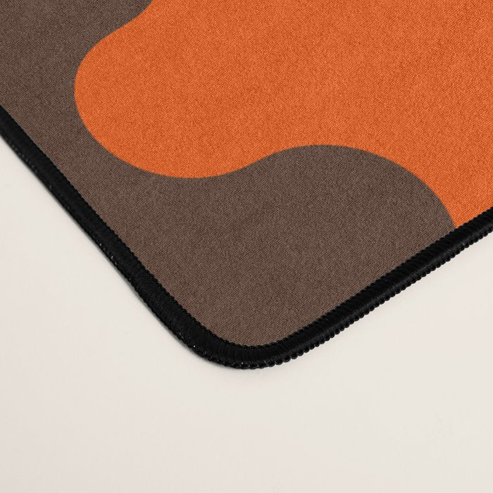 Retro Ogee A-Go-Go Vertical Stripes Pop Pattern in 70s Orange and Dark Brown Desk Mat Gallery Image 4