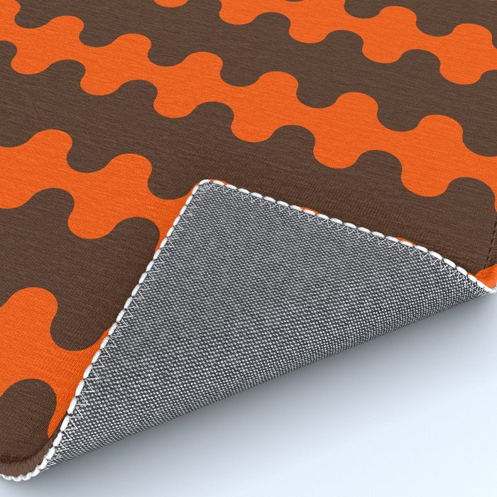 Retro Ogee A-Go-Go Vertical Stripes Pop Pattern in 70s Orange and Dark Brown Rug Gallery Image 4