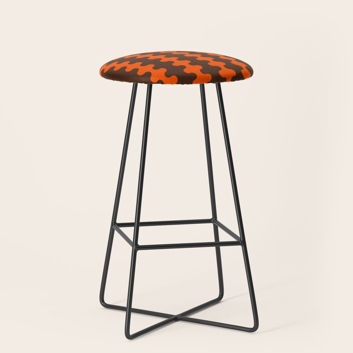 Retro Ogee A-Go-Go Vertical Stripes Pop Pattern in 70s Orange and Dark Brown Stool Gallery Image 1