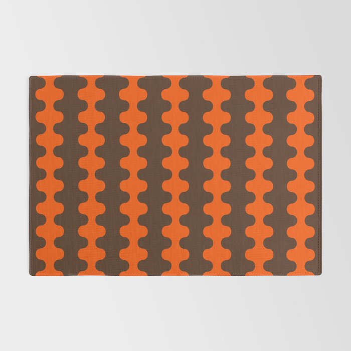 Retro Ogee A-Go-Go Vertical Stripes Pop Pattern in 70s Orange and Dark Brown Rug Gallery Image 2