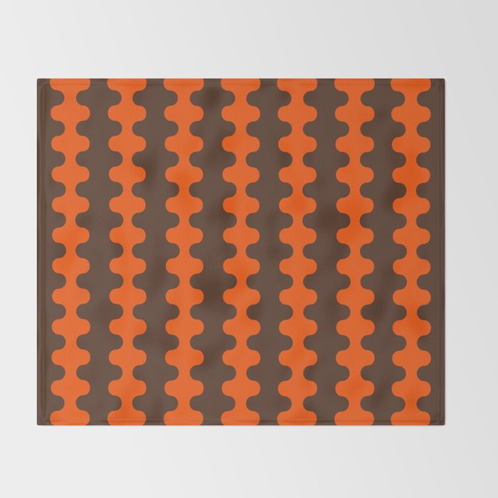 Retro Ogee A-Go-Go Vertical Stripes Pop Pattern in 70s Orange and Dark Brown Throw Blanket Gallery Image 2