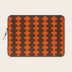 Retro Ogee A-Go-Go Vertical Stripes Pop Pattern in 70s Orange and Dark Brown Laptop Sleeve Gallery Image 1