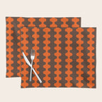 Retro Ogee A-Go-Go Vertical Stripes Pop Pattern in 70s Orange and Dark Brown Placemat Gallery Image 1
