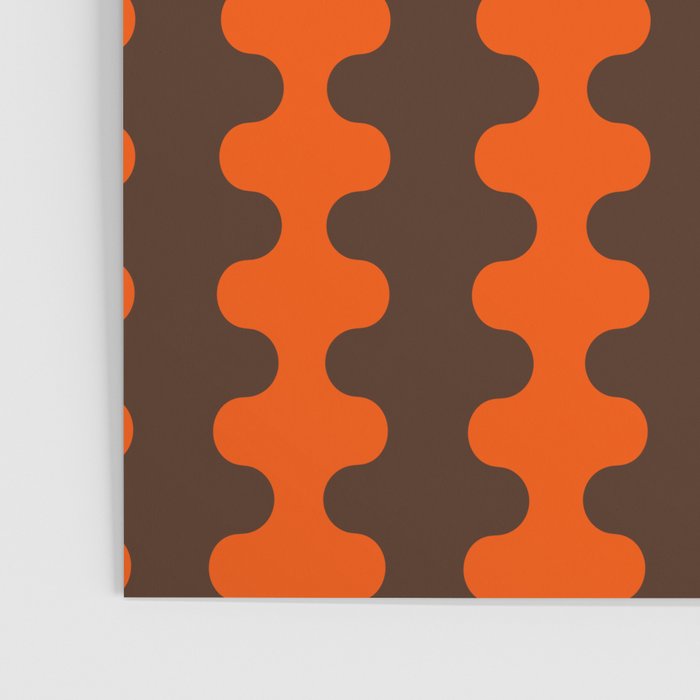 Retro Ogee A-Go-Go Vertical Stripes Pop Pattern in 70s Orange and Dark Brown Poster Gallery Image 3