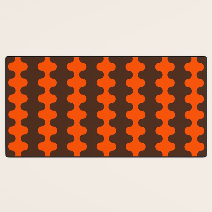 Retro Ogee A-Go-Go Vertical Stripes Pop Pattern in 70s Orange and Dark Brown Desk Mat Gallery Image 3