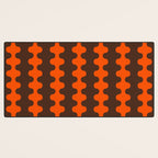 Retro Ogee A-Go-Go Vertical Stripes Pop Pattern in 70s Orange and Dark Brown Desk Mat Gallery Image 3