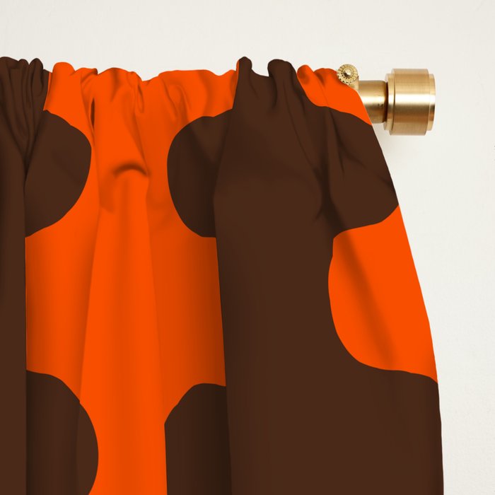 Retro Ogee A-Go-Go Vertical Stripes Pop Pattern in 70s Orange and Dark Brown Window Curtain Gallery Image 2