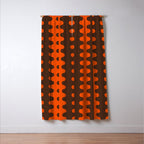Retro Ogee A-Go-Go Vertical Stripes Pop Pattern in 70s Orange and Dark Brown Window Curtain Gallery Image 3