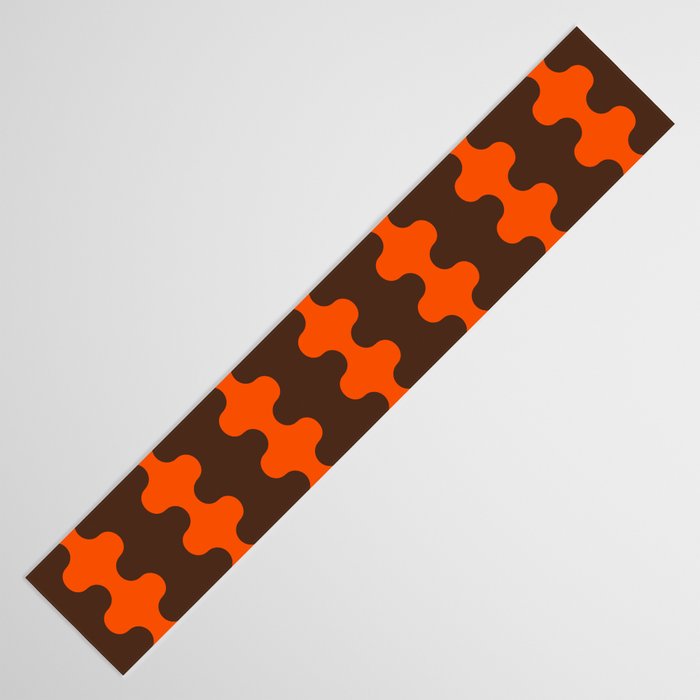 Retro Ogee A-Go-Go Vertical Stripes Pop Pattern in 70s Orange and Dark Brown Table Runner Gallery Image 3