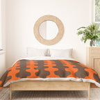 Retro Ogee A-Go-Go Vertical Stripes Pop Pattern in 70s Orange and Dark Brown Duvet Cover Gallery Image 3