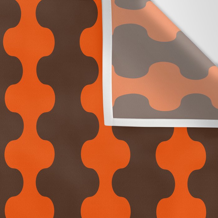 Retro Ogee A-Go-Go Vertical Stripes Pop Pattern in 70s Orange and Dark Brown Wall Tapestry Gallery Image 3