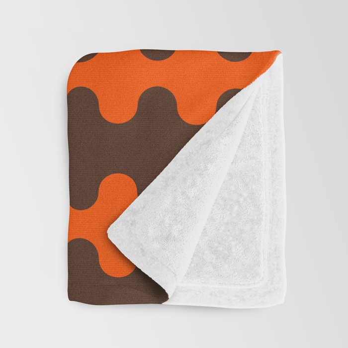Retro Ogee A-Go-Go Vertical Stripes Pop Pattern in 70s Orange and Dark Brown Throw Blanket Gallery Image 3