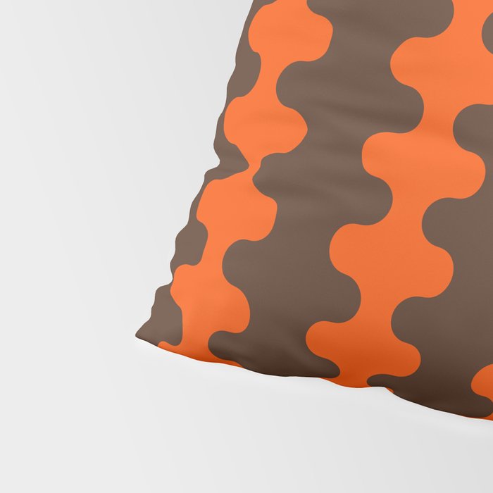 Retro Ogee A-Go-Go Vertical Stripes Pop Pattern in 70s Orange and Dark Brown Pillow Sham Gallery Image 4
