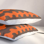 Retro Ogee A-Go-Go Vertical Stripes Pop Pattern in 70s Orange and Dark Brown Pillow Sham Gallery Image 3