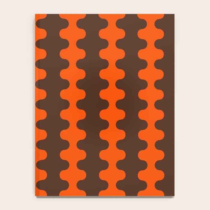 Retro Ogee A-Go-Go Vertical Stripes Pop Pattern in 70s Orange and Dark Brown Notebook Gallery Image 4
