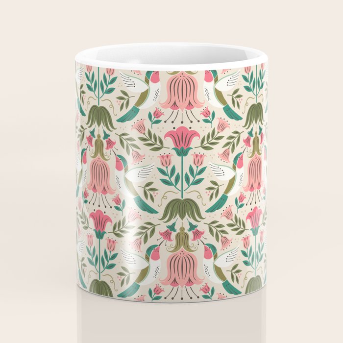 Hummingbirds - Green and Pink Coffee Mug Gallery Image 4