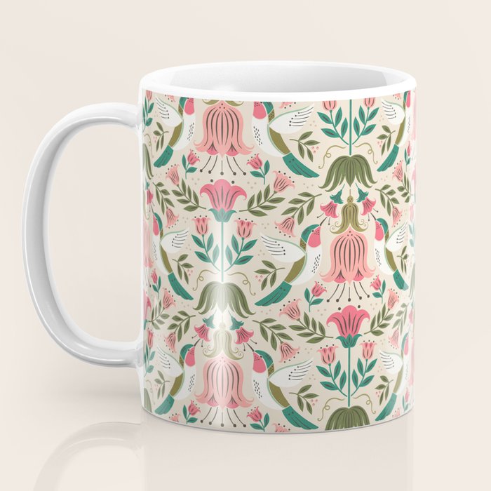 Hummingbirds - Green and Pink Coffee Mug Gallery Image 3