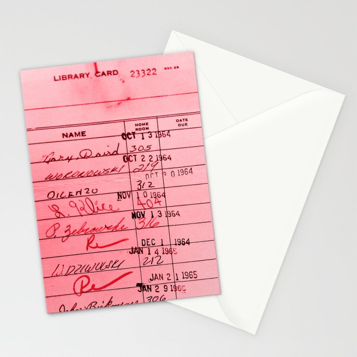 Library Card 23322 Pink Stationery Card Gallery Image 2