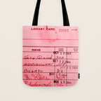 Library Card 23322 Pink Tote Bag Gallery Image 1