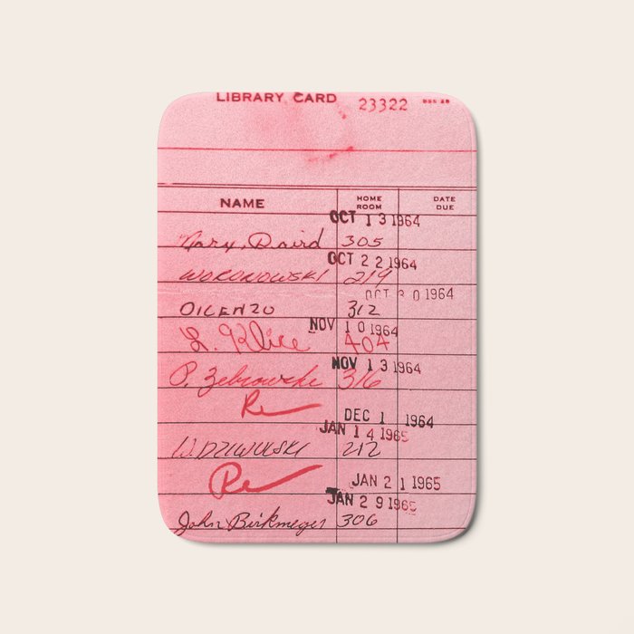 Library Card 23322 Pink Bath Mat Gallery Image 1