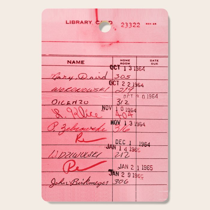 Library Card 23322 Pink Cutting Board Gallery Image 1