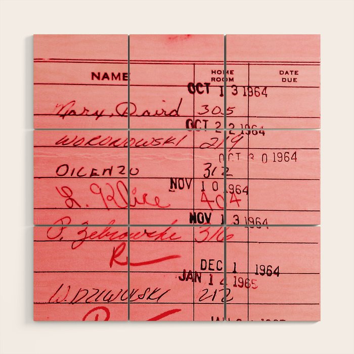Library Card 23322 Pink Wood Wall Art Gallery Image 1