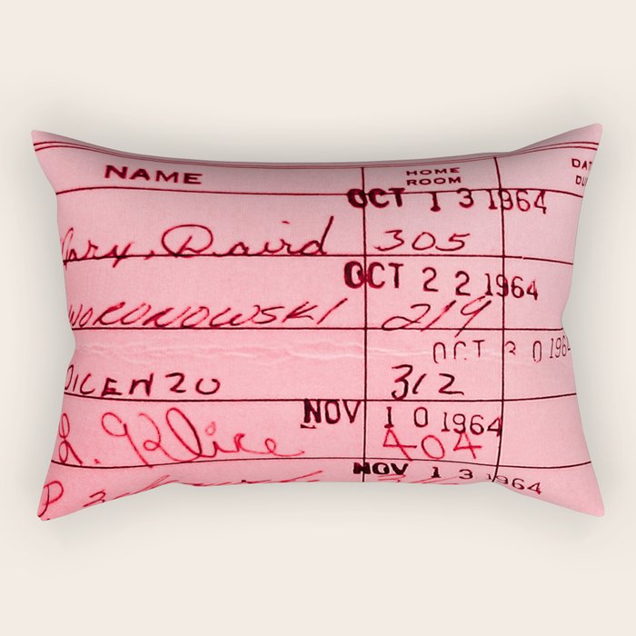 Library Card 23322 Pink Rectangular Pillow Gallery Image 1