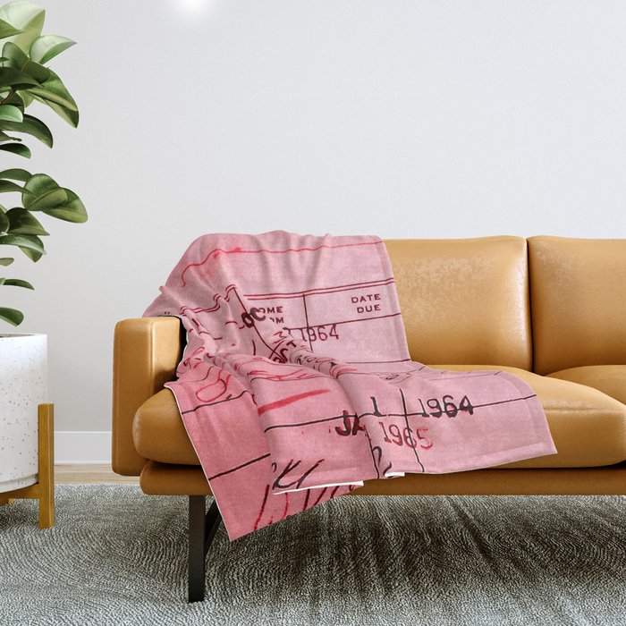 Library Card 23322 Pink Throw Blanket Gallery Image 1