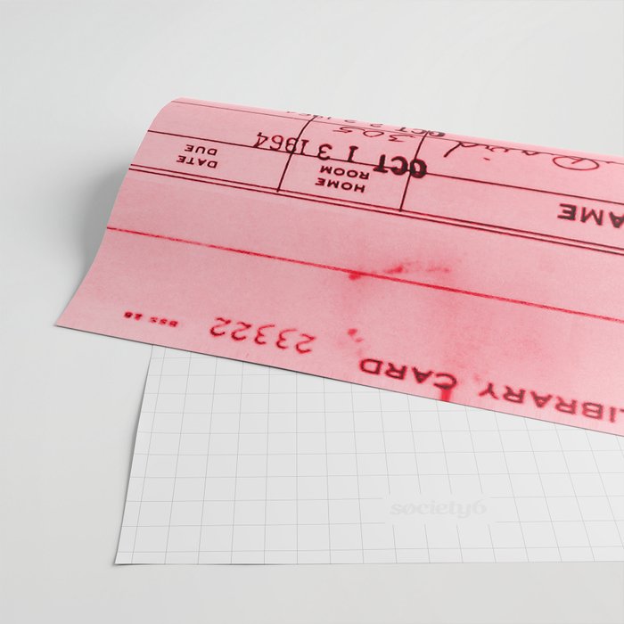 Library Card 23322 Pink Wrapping Paper Gallery Image 2