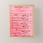 Library Card 23322 Pink Mini Art Print Gallery Image 1