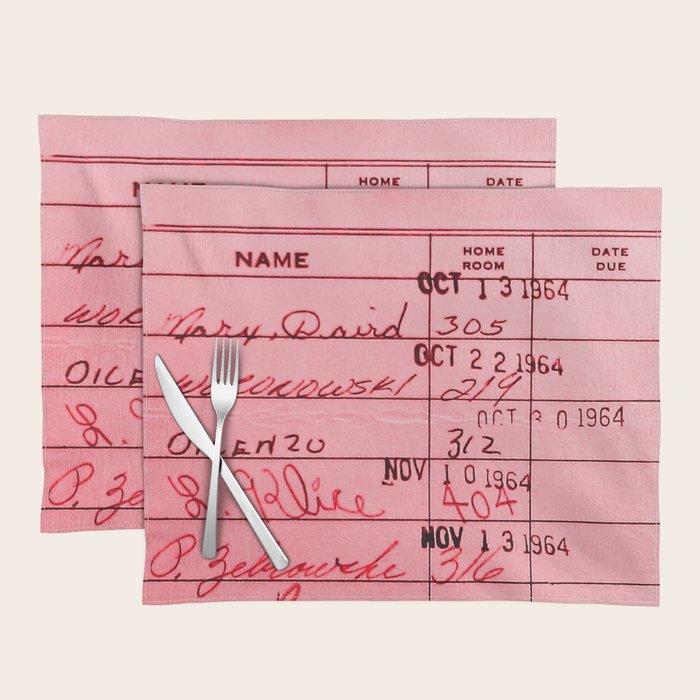 Library Card 23322 Pink Placemat Gallery Image 1